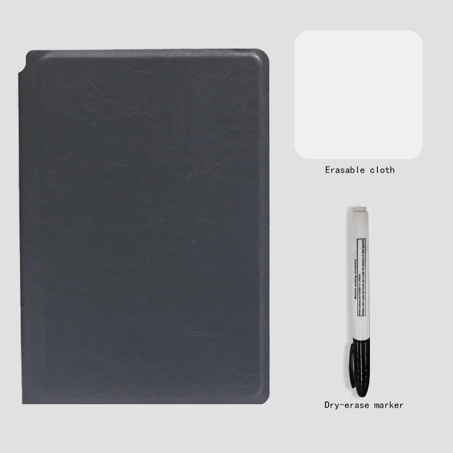 Stylish A5 Reusable Whiteboard Notebook Set with Pen and Erasing Cloth - Perfect for Weekly Planning and Note-Taking!
