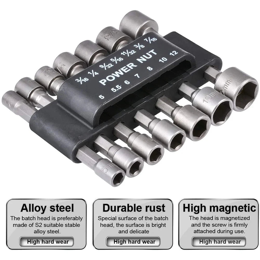 9/14Pcs/Set 5Mm-13Mm Hex Sockets Sleeve Nozzles Nut Driver Set Power Nuts Driver Socket Screwdriver Set Bits Sets Tools