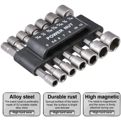 9/14Pcs/Set 5Mm-13Mm Hex Sockets Sleeve Nozzles Nut Driver Set Power Nuts Driver Socket Screwdriver Set Bits Sets Tools
