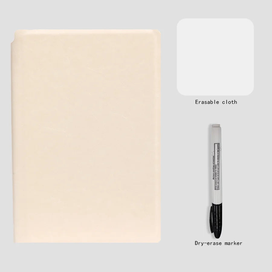 Stylish A5 Reusable Whiteboard Notebook Set with Pen and Erasing Cloth - Perfect for Weekly Planning and Note-Taking!