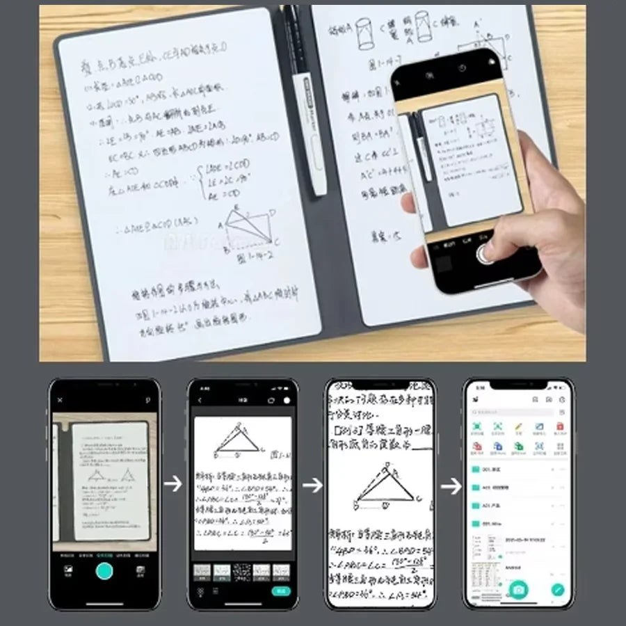 Stylish A5 Reusable Whiteboard Notebook Set with Pen and Erasing Cloth - Perfect for Weekly Planning and Note-Taking!