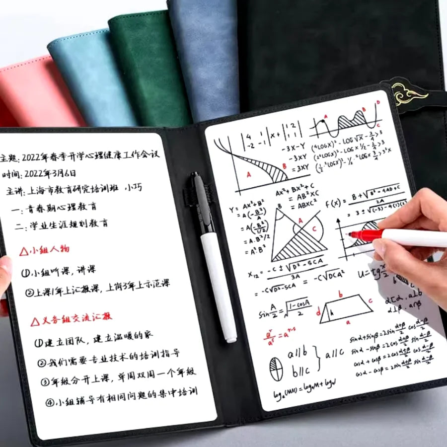 Stylish A5 Reusable Whiteboard Notebook Set with Pen and Erasing Cloth - Perfect for Weekly Planning and Note-Taking!